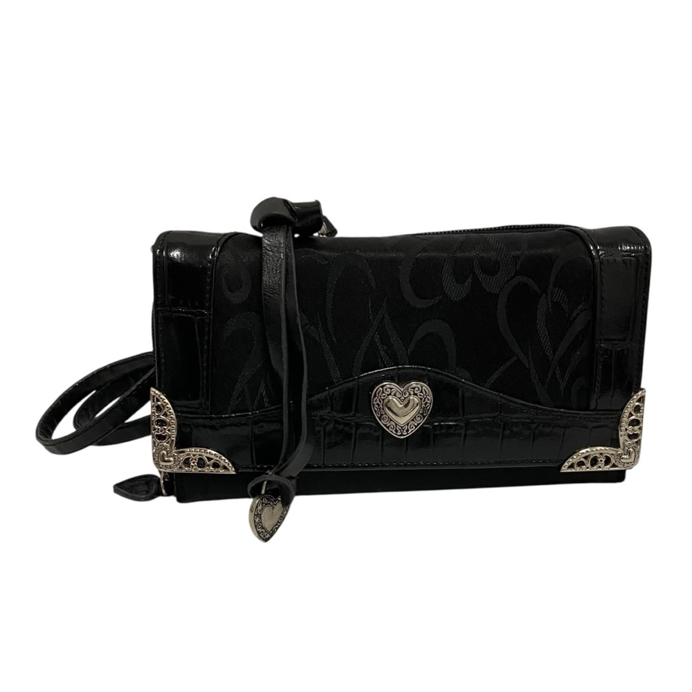 Brighton Black Wristlet w/ Silver Heart Detailing
